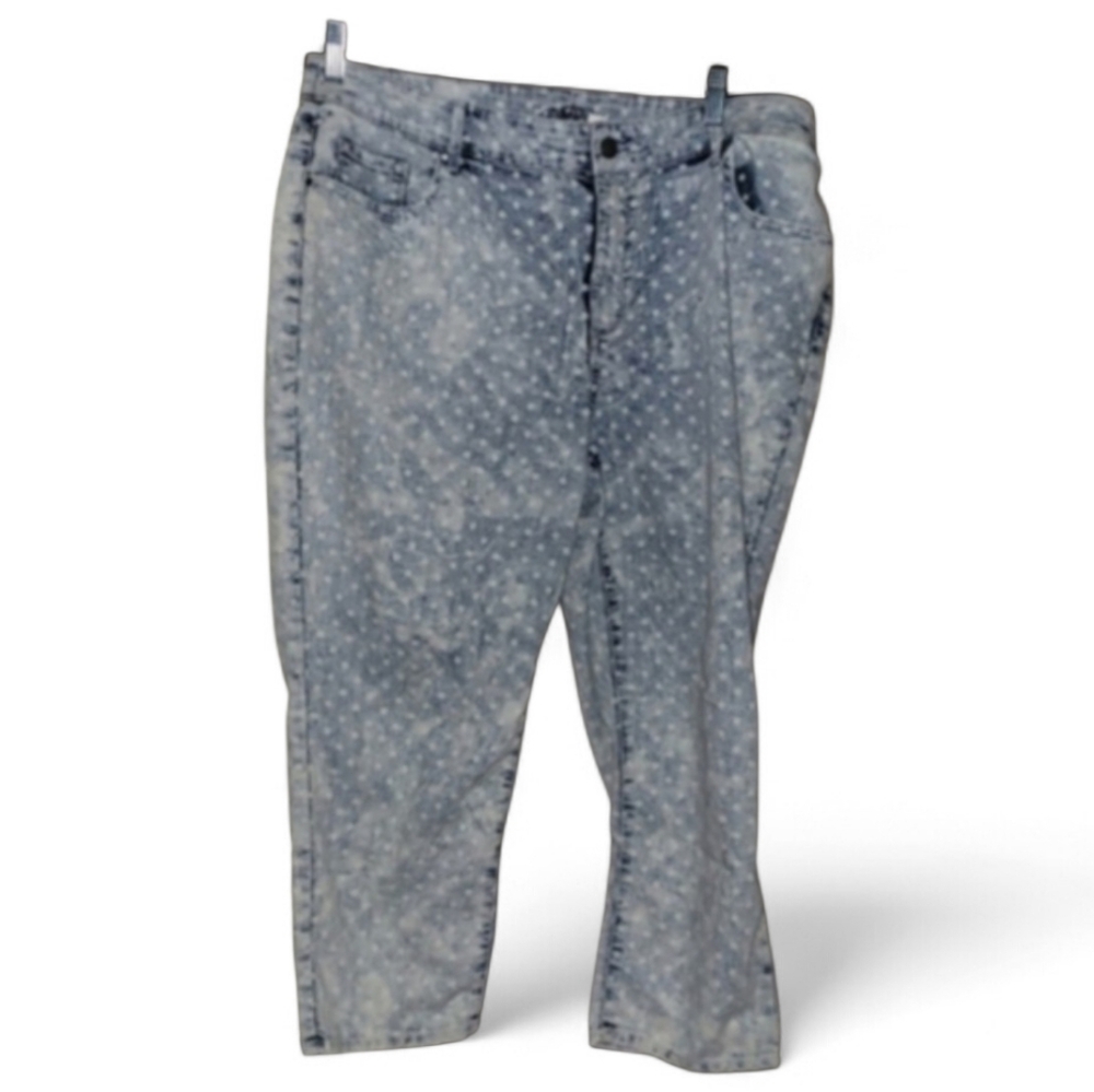 Chico's Blue Polka Dot Sz 3 Plus Sz Boyfriend Jeans with Distressed Finish #7